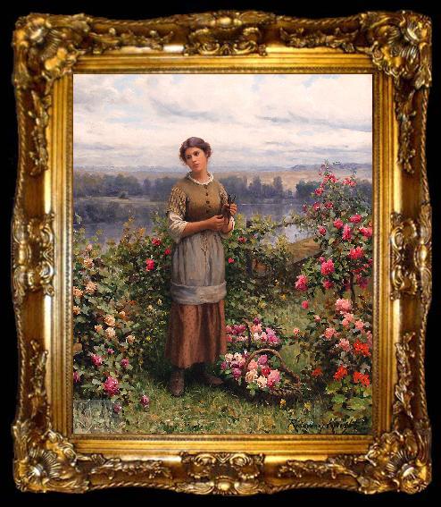 framed  Daniel Ridgeway Knight Julia Gathering Roses, ta009-2